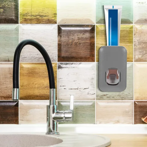 Vista 6 de Zerodeko Instalación fácil de usar del plástico del exprimidor de pasta de dientes del soporte de la pared del cuarto