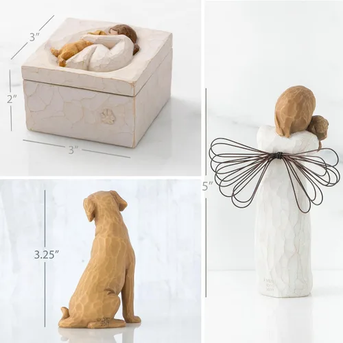 Vista 2 de Willow Tree Angel of Friendship Plus Love My Dog Figura Plus True Keepsake Box Set de 3 piezas