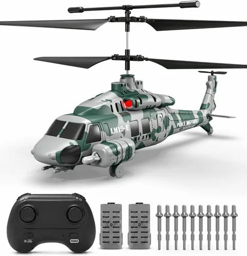 Vista 11 de Helicóptero RC con 10 misiles, helicóptero de control remoto del ejército de 2.4 GHz para principiantes y adultos, helicóptero militar, luces LED