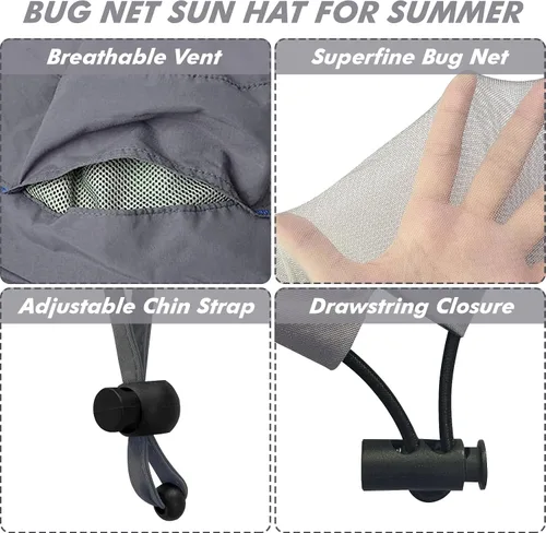 Vista 3 de ayamaya Sombrero de red de mosquito para hombres y mujeres, sombreros de ala ancha