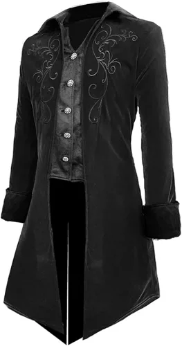 Vista 3 de Crubelon Chaqueta steampunk para hombre, gótica, medieval, victoriana, abrigo