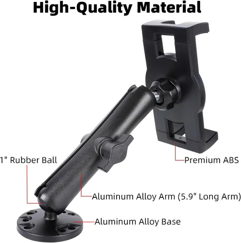 Vista 4 de Soporte de tablet para camión, base de taladro resistente con brazo de aluminio para tableta, automóvil, pared, barco, escritorio, compatible