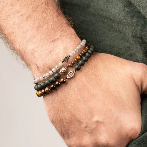 Vista 3 de KARMA AND LUCK - Men's Hamsa Buddha Wrap Bracelet Handmade in Bali
