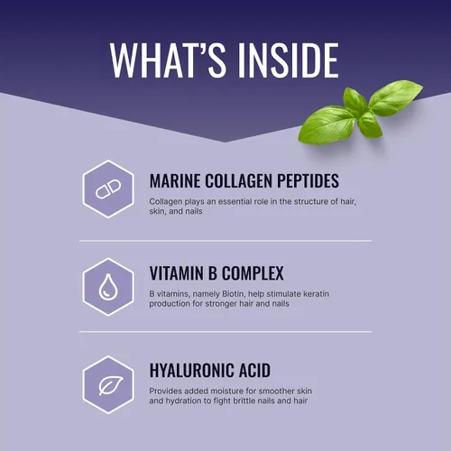 Vista 2 de Approved Science Cabello, piel y uñas - Suplemento de apoyo - Biotina, colágeno, complejo de vitamina B, sílice, bioperina - 60 cápsulas - 1 mes