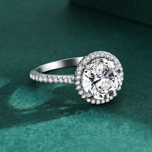 Vista 4 de Anillos llamativos de plata de ley 925 de lujo con piedras preciosas clásicas de moda para ella (color plata, nulo 8 de EE. UU.)