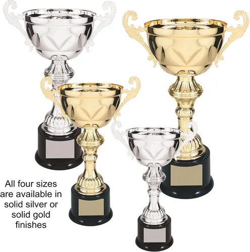 Vista 2 de Decade Awards Trofeo de taza de metal, oro o plata – Grabado corporativo Love Cup Award (10, 11.5, 13 o 14.5 pulgadas de alto) – Placa grabada bajo