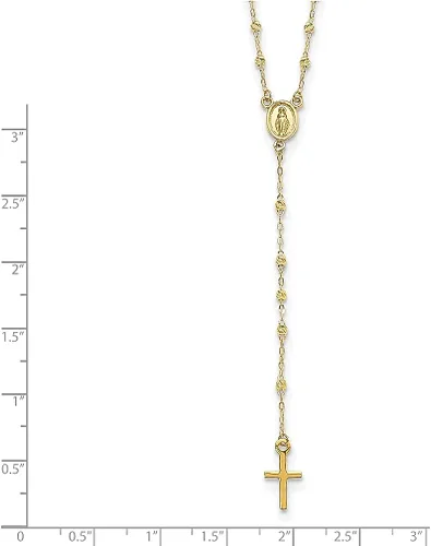 Vista 5 de Collar de cadena de rosario de oro amarillo de 14 quilates de 3 pulgadas colgante religioso de joyería fina para mujeres regalos para ella
