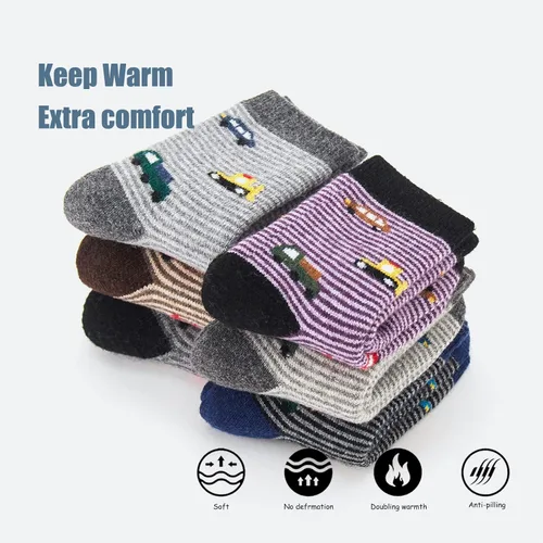Vista 3 de Zestonie Calcetines de lana para niños, calcetines cálidos de invierno para niños, calcetines térmicos de cuarto de dibujos animados para niños, 6