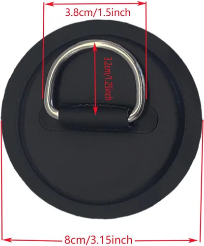 Vista 2 de JuneKooler - 8 piezas de anillos en D de acero inoxidable para barco inflable, parche de anillo en D de sup, parche de anillo D para kayak, parche