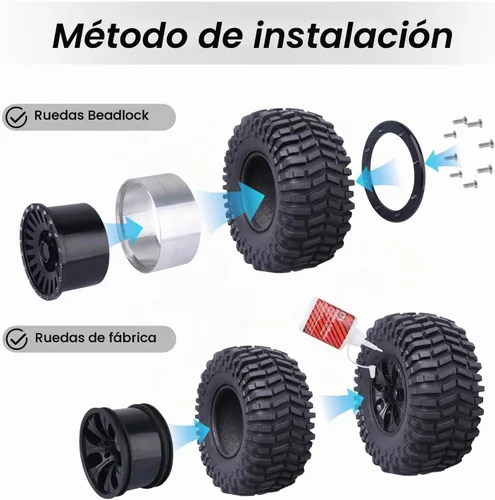 Vista 3 de Hobbypark 2.2 Neumáticos de oruga para llantas de rueda 2.2 Beadlock para Traxxas TRX4 Axial SCX10 II AX10 Wraith D90 con insertos de espuma