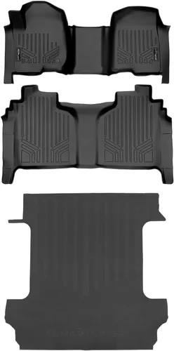 Vista 19 de SMARTLINER Juego de tapetes de piso de recubrimiento, de 2 filas, para Chevrolet Silverado 1500 2007-2013