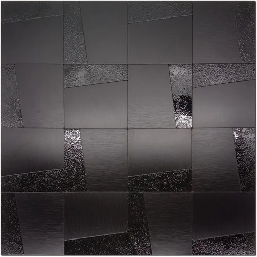 Vista 2 de Panel de 10 láminas de metal autoadhesivo para cocina, mosaico de aluminio autoadhesivo 3D, 11.81 x 11.81 x 0.12 pulgadas (10, negro cepillado)