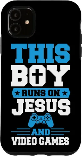 Vista 8 de This Boy Runs On Jesus and Video Games Christian Gamer Case for iPhone 17