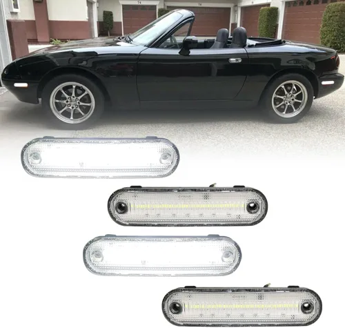 Vista 10 de Conjunto de carcasa de luz de marcador lateral de lente roja ámbar delantera y trasera compatible con lámpara de parachoques Fender Fender 1990-2005