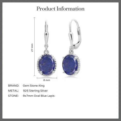 Vista 56 de Gem Stone King Aretes colgantes de gota para mujer, plata de ley 925, piedra natal ovalada de 0.354 x 0.276 in, joyería fina, regalos para ella