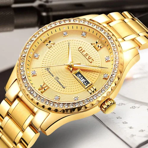 Vista 2 de OLEVS Luxury Gold (Silver) Watches for Men,Men's Stainless Steel Watch with Date,Men's Wrist Watches Waterproof,Classic Dress Watch for Men