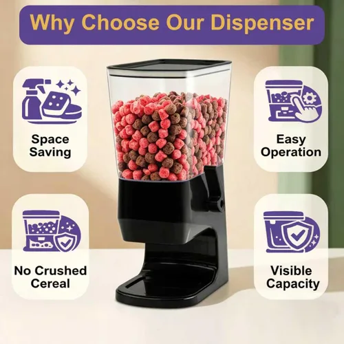 Vista 8 de Dispensador de cereales para encimera, 1 paquete, dispensador de alimentos secos, organizador de aperitivos, recipientes delgados de almacenamiento
