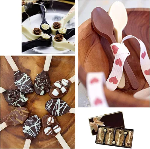 Vista 3 de Moldes de silicona para chocolate, 3 unidades, 6 cavidades en forma de cuchara para chocolate caliente y café
