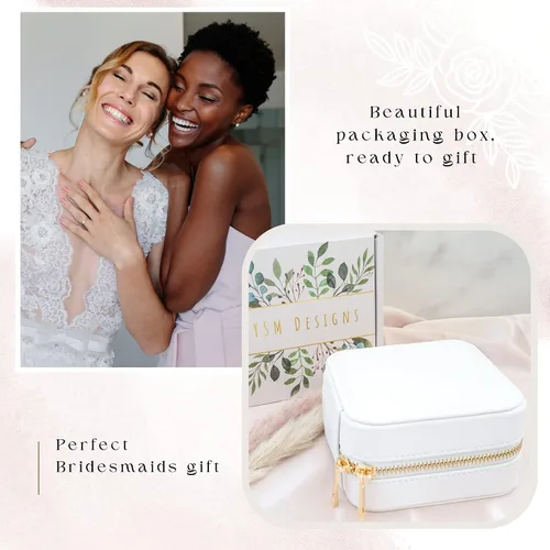 Vista 6 de Caja organizadora de joyas de viaje, joyero de viaje, pequeño joyero para mujer, estuche de viaje de joyería, caja organizadora de aretes con espejo