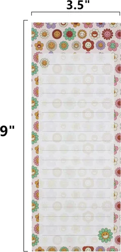 Vista 2 de Creative Hobbies Grocery List Magnet Pad for Fridge - 6 Pack of Vibrant Note Pads with Full Magnetic Back and 60 Sheets Each (Floral)