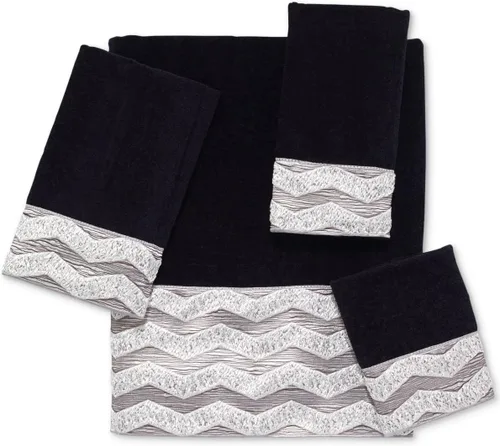 Vista 4 de Avanti Linens - Toalla de mano, algodón suave y absorbente (colección Chevron Galaxy, negro)