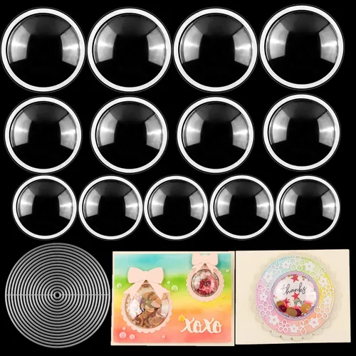 Vista 26 de BAOFALI 12 cúpulas de coctelera dimensionales de estrella con troqueles de corte de metal, cubiertas de plástico transparente para coctelera