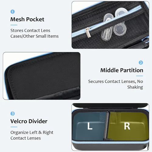 Vista 3 de Funda para lentes de contacto diario para más de 30 lentes desechables diarios, organizador portátil de almacenamiento de lentes de contacto