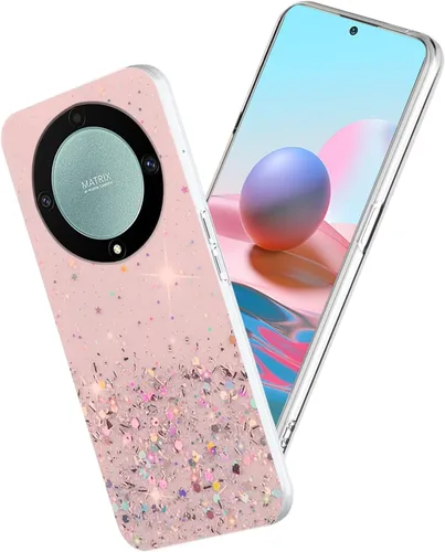 Vista 7 de Funda para teléfono Honor Magic 5 Lite, diseño brillante con purpurina para Honor Magic 5 Lite, funda transparente de silicona suave, estética Negro