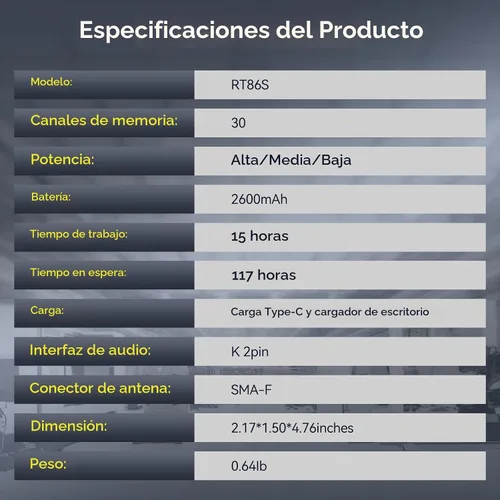 Vista 9 de Retevis RT86S Walkie Talkie profesional de largo alcance, para logística