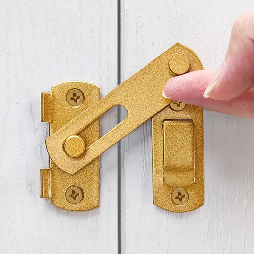 Vista 7 de 3 paquetes de pestillos de puerta abatible, 3.93 x 2.75 pulgadas, cerradura de seguridad negra para valla de madera de granero, puertas francesas