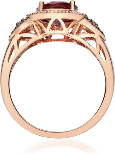 Vista 3 de Gin & Grace Anillo de diamantes de granate natural rosa púrpura de 10 quilates (I1) con joyería de trabajo diario para mujeres, regalos para ella
