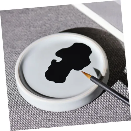 Vista 5 de SHINEOFI Paleta de mezcla de acuarela, placa de pintura de cerámica, suministros de arte para bricolaje, ligero, ahorro de espacio para artistas