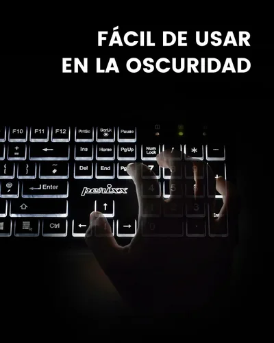 Vista 4 de Perixx PERIBOARD-317ES un teclado con Cable y retroiluminado LED, QWERTY