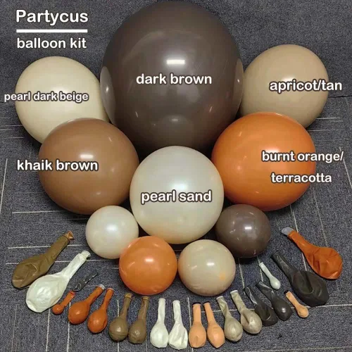 Vista 3 de Kit de arco de globos de color naranja quemado, marrón oscuro, guirnalda de globos de terracota marrón oscuro para decoración bohemia de cumpleaños