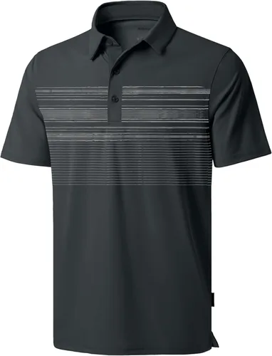 Vista 9 de Polo de golf para hombre, secado rápido, absorbe la humedad, manga corta A-Negro