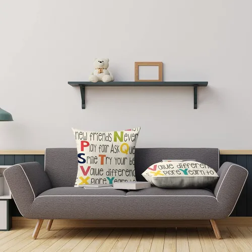 Vista 5 de Juego de 2 fundas de almohada de lino para aula, fundas de almohada decorativas de educación ABC, fundas de almohada decorativas para decoración