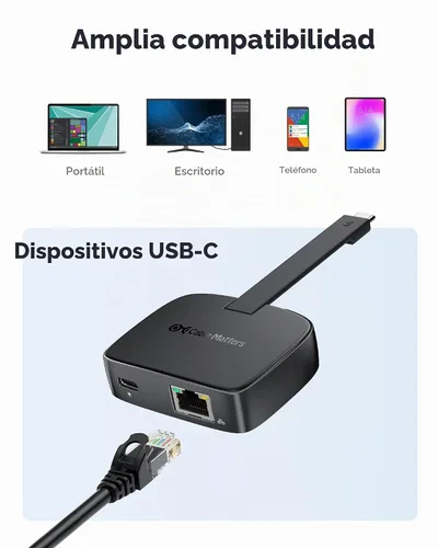 Vista 6 de Cable Matters Adaptador USB C a Ethernet de 2.5 Gb con carga de 100 W