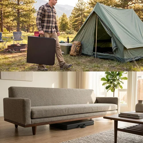 Vista 7 de Byliable Mesa plegable de 4 pies, mesa plegable de plástico portátil resistente de 4 pies con asa de transporte para interiores y exteriores