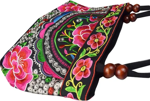 Vista 5 de Bolsos de hombro para mujer, estilo vintage, bordados, florales, para mujer