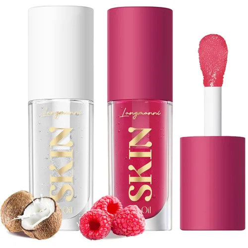 Vista 12 de LANGMANNI Aceite de labios hidratante, brillo labial no pegajoso, bálsamo labial, cuidado labial, aceite labial con sabor a fruta para labios secos