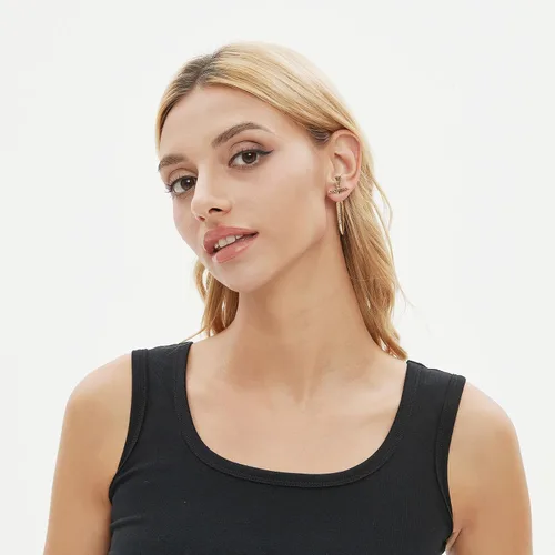 Vista 4 de SOBHART Aretes de espada para mujeres y hombres, góticos, punk, góticos, de acero inoxidable, oro con espada y daga