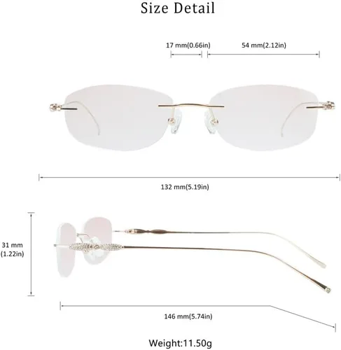 Vista 68 de LifeArt Pure Titanium Frame Glasses/Blue Light Blocking Reading Glasses, Reduce Eyestrain, Stylish for Men and Women 3033_(champán Clear)