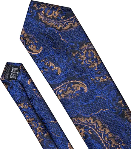 Vista 3 de YOHOWA Conjunto de corbata de boda para hombre, corbatas de cachemira con pañuelo, gemelos de seda formal para negocios