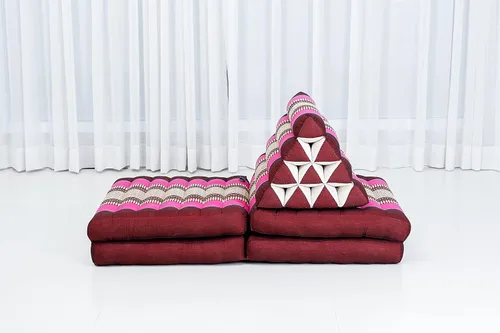 Vista 7 de Leewadee Cómodo colchón japonés de suelo, cama tailandesa con cojín triangular, colchón futón, tapete de masaje tailandés extra largo, 89 x 20 Rosa