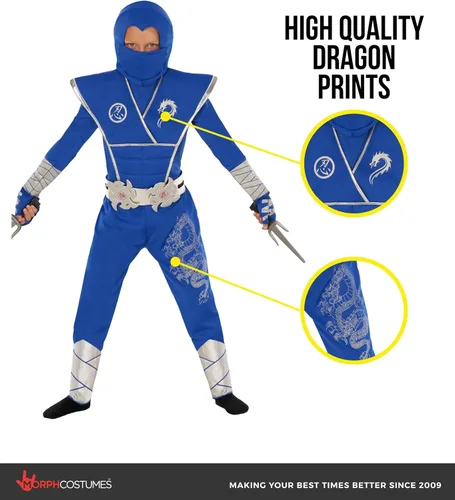 Vista 3 de Morph, Disfraz de ninja para niños, disfraces de Halloween para niños Azul