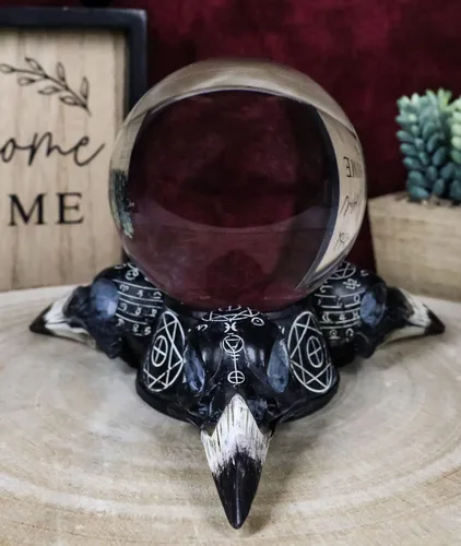 Vista 7 de Ebros Gift Wicca Adivinador psíquico Cuervo cuervo Calaveras Geometría Sagrada Cristal Gazing Ball Figurine Brujería Brujas Divinidad Wicca