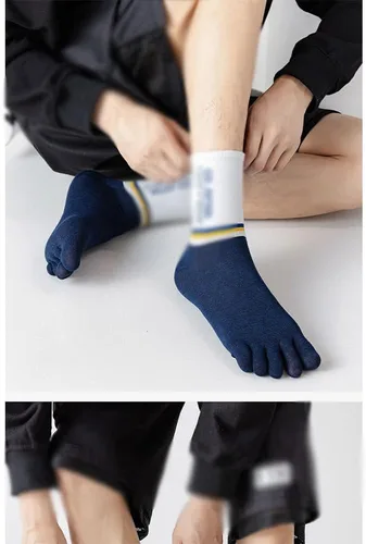 Vista 4 de WEAREZ Calcetines de cinco dedos para hombre, calcetines de verano apestosos, absorbentes, saludables, cómodos, con puntera dividida, calcetines