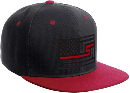 Vista 28 de I&W Hatgear Bandera de Rediseño de Estados Unidos Delgada Azul Línea Roja Soporte American Servicemen Sombrero El Snapback Línea Azul Delgada