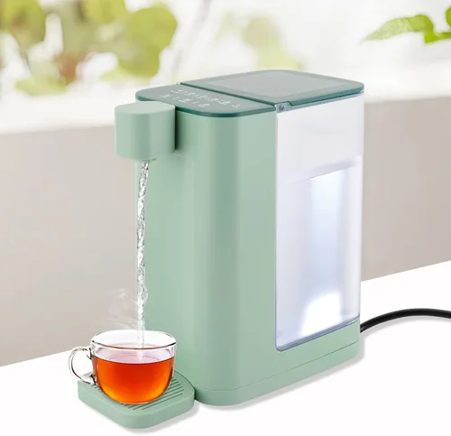 Vista 2 de Dispensador de agua caliente instantáneo de 3 segundos con tanque de agua de 3 litros y luz luminosa, hervidores eléctricos verdes de bajo ruido