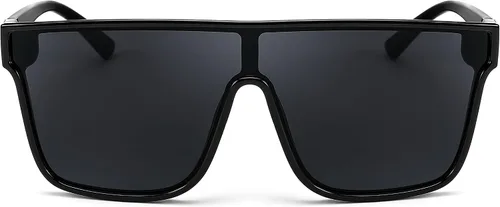 Vista 2 de FEISEDY Gafas de sol de moda planas de gran tamaño para mujeres y hombres UV400 B2996
